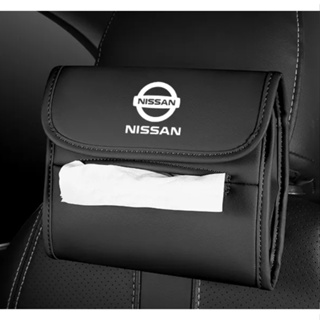 NISSAN LOGO tissue bag DAYZ NOTE MARCH Sentra Leaf sunny Altima Skyline MAXIMA JUKE Ariya Rogue QASHQAI TEANA murano car seat rear hanging storage box sun visor hanging leather tissue bag