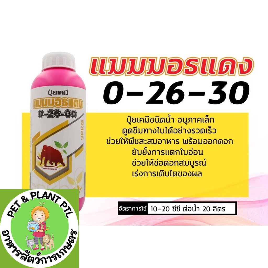 [แมมมอธ] 0-26-30 1 ลิตร ปุ๋ยน้ำ ช่วยการเข้าสี เพิ่มความหวาน เพิ่มน้ำหนัก ดูดซึมได้ทางใบและทางราก
