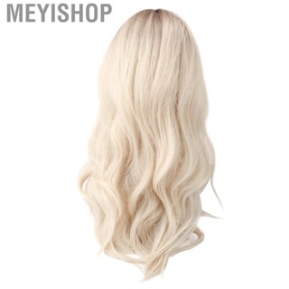 Meyishop Blonde Brown Long Curly Wig Synthetic With Bangs Hair Styling Decoration