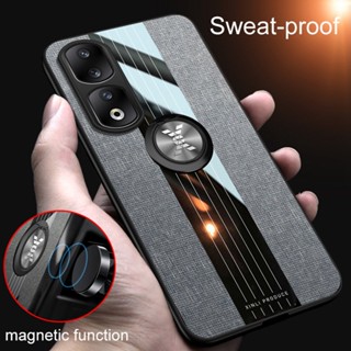 เคสโทรศัพท์มือถือ TPU นิ่ม แบบผ้าทอ พร้อมแหวนแม่เหล็ก สําหรับ Honor 90 Pro 5G Honor90 5G