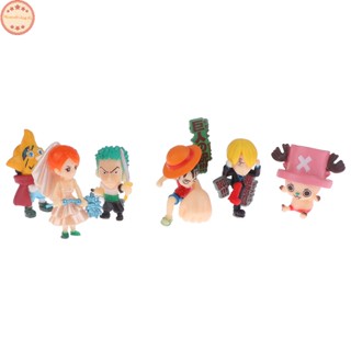 Home โมเดลตุ๊กตาฟิกเกอร์ One Piece น่ารัก สําหรับตกแต่งบ้านตุ๊กตา 6 ชิ้น