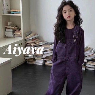 Aiyaya เสื้อผ้าเด็ก เสื้อผ้าเด็กผู้หญิง สีม่วง กางเกงยีนส์ยาว แฟชั่นฤดูใบไม้ร่วง สไตล์เกาหลี (832)