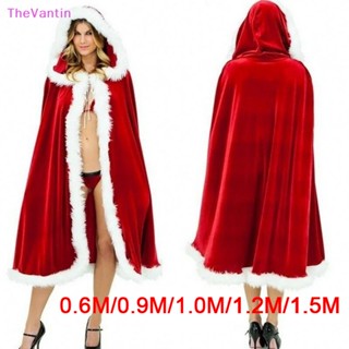 Thevantin เสื้อคลุมซานตาคลอส มีฮู้ด สีแดง สําหรับผู้หญิง เหมาะกับฮาโลวีน