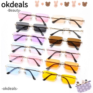 OKDEALS แว่นตากันแดด UV400 ทรงสี่เหลี่ยมผืนผ้า ขนาดเล็ก สไตล์วินเทจ หรูหรา สําหรับผู้หญิง