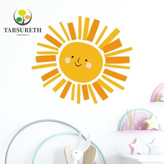 Tarsureth สติกเกอร์ PVC ลายดวงอาทิตย์ สีเหลือง ขนาดใหญ่ ลอกออกได้ สําหรับติดตกแต่งผนังห้องนอนเด็ก