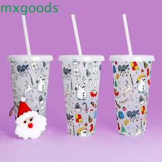 Mxgoods แก้วมักพลาสติก พร้อมหลอดดูด ใช้ซ้ําได้ สําหรับกาแฟ