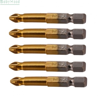 【Big Discounts】Screwdriver Titanium Plating 1/4in 50mm 5PCS Anti-skid Screwdriver Bit Hex Shank#BBHOOD