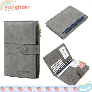 Solighter RFID ปกหนังสือเดินทาง ปกหนัง แบบพกพา จัดระเบียบเอกสาร