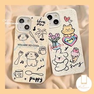 เคสโทรศัพท์มือถือ แบบนิ่ม ลายการ์ตูนสุนัข แมว และกระต่าย ย่อยสลายได้ เป็นมิตรกับสิ่งแวดล้อม สําหรับ IPhone 11 XR 11 12 15 13 14 Pro MAX 15 6 6S 8 7 Plus X XS MAX SE