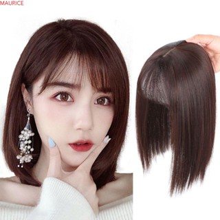 Maurice วิกผมหน้าม้าธรรมชาติ 3D ไร้รอยต่อ ปิดขอบปลอม คลิปบนท็อปเปอร์ ปิดหน้าม้า สีขาว ปิดผมตรง เพิ่มวอลลุ่มให้ผม