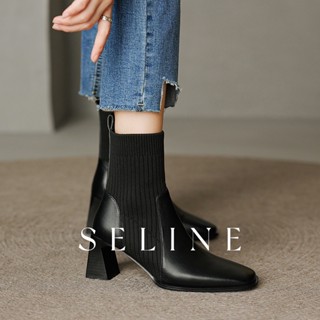 SELINE  แฟชั่นรองเท้า บูท รองเท้าบูทยาว ไซส์ใหญ่ รองเท้า boots เฉพาะ ด้านล่างดูดซับแรงกระแทก หรูหรา สง่า  Korean Style Comfortable ทันสมัย ทันสมัย FBL239039A 37Z230910