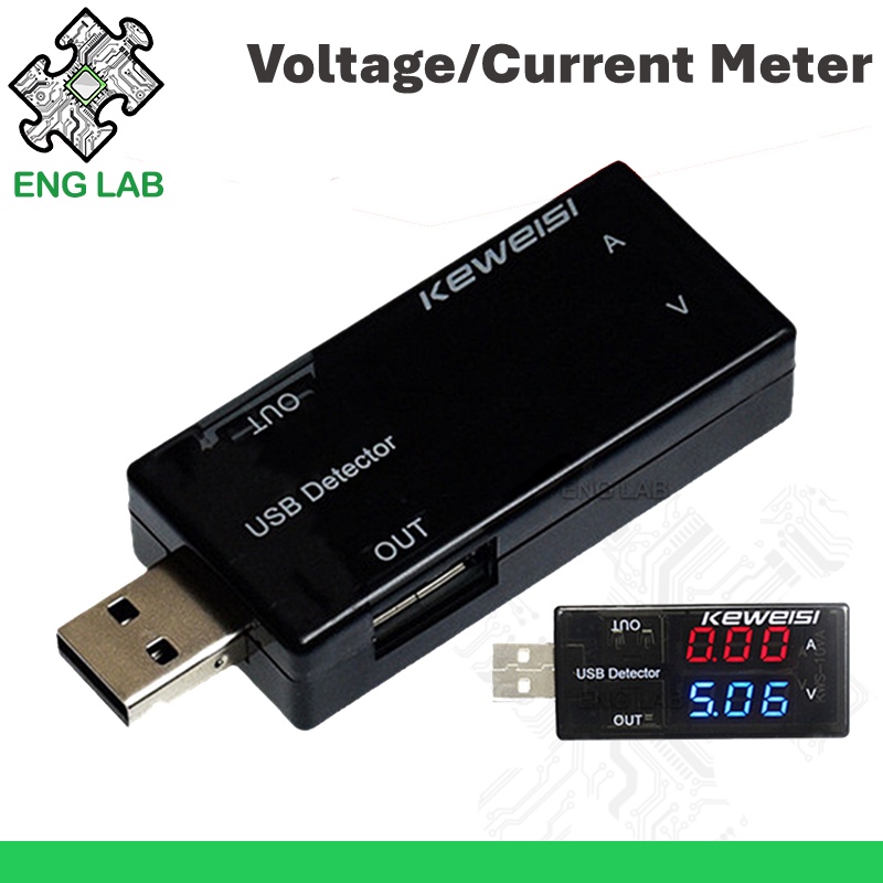 ENGLAB แบบพกพา USB แอมป์มิเตอร์ - โวลต์มิเตอร์ - ชาร์จดิจิตอลแรงดันไฟฟ้าและเครื่องทดสอบกระแสไฟตรวจจับ 3 ~ 9V