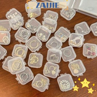 Zaijie24 กล่องพลาสติกใส ขนาดเล็ก แบบพกพา กันฝุ่น สําหรับใส่เครื่องประดับ ต่างหู ยา 24 ชิ้น