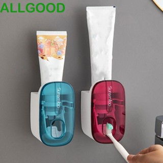 Allgoods เครื่องบีบยาสีฟันอัตโนมัติ แบบติดผนัง ไม่มีรู กันน้ํา สีโปร่งใส สําหรับครอบครัว ห้องน้ํา