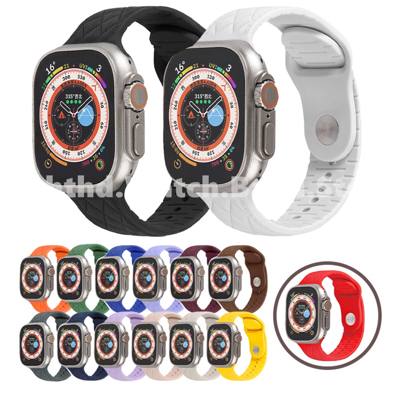 สายนาฬิกาข้อมือหนัง ซิลิโคน อุปกรณ์เสริม สําหรับ Apple Watch Series Ultra 2 Ultra 9 8 7 6 SE 5 4 3 2 1 iWatch ขนาด 49 มม. 45 มม. 41 มม. 44 มม. 40 มม. 42 มม. 38 มม.