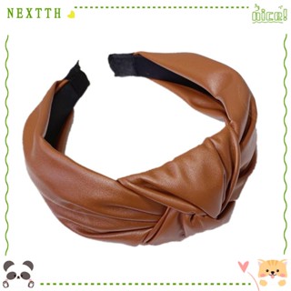 Nextth ที่คาดผม หนัง PU แฮนด์เมด สีพื้น สไตล์เรโทร สําหรับผู้หญิง