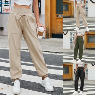 【HODRD】Womens Cargo Pants for Hiking and Daily Wear Elasticated Waist and Soild Colors【Fashion】