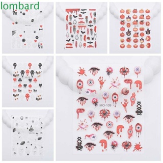 Lombard สติกเกอร์ ลายฟักทองผี ฮาโลวีน แมงมุม ตาชั่วร้าย สําหรับตกแต่งเล็บ