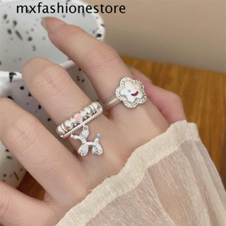 Mxfashione เครื่องประดับผู้หญิง แหวนเปิด รูปดาว หน้ายิ้ม ปรับได้ สไตล์เกาหลี พังก์ Y2K