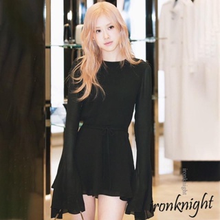 Ironknight- ชุดเดรสแขนยาวลําลอง เปิดหลัง ผ้าตาข่าย สีพื้น สําหรับผู้หญิง