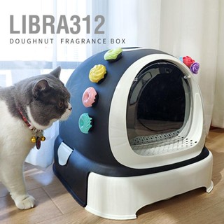  Libra312 กรงสัตว์เลี้ยงระงับกลิ่นกายโดนัทรูปร่างยาวนาน Aromatic Pet House กลิ่นหอมสำหรับแมวครอกกล่อง 4 ชิ้น