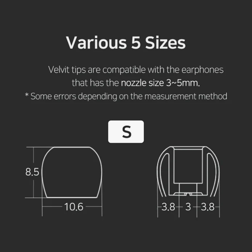 Divinus จุกหูฟังซิลิโคนกํามะหยี่ 4.0 มม. - 6 มม. หัวฉีด S M L (3 คู่) - รูปที่ 3