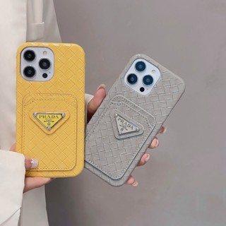 เคสโทรศัพท์มือถือ แบบสาน พร้อมช่องใส่บัตร หรูหรา สําหรับ iPhone 15 Pro Max 13 14 Pro 14 Pro Max 15 Pro 12 Pro Max