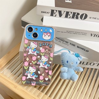 เคสป้องกันโทรศัพท์มือถือ Tpu แบบนิ่ม ลายการ์ตูนคิตตี้ ชุบไฟฟ้า สําหรับ iPhone 13 12 11 14 Pro Max