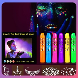 ☛ 12 ชิ้น/เซ็ต Luminous Face Paint Kit แต่งหน้า Marker ปลอดสารพิษล้างทำความสะอาดได้ Crayon อุปกรณ์ฮาโลวีนเรืองแสงแต่งหน้า Marker srlive