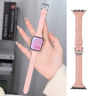 สายนาฬิกาข้อมือหนัง แบบบาง สําหรับ iWatch ultra band 49 มม. series 7 8 41 45 มม. correa 38 42 มม. iWatch SE 6 5 4 3 40 มม. 44 มม.