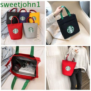 Sweetjohn กระเป๋าถือ ผ้าแคนวาส พิมพ์ลาย Starbucks สไตล์เกาหลี สําหรับคุณแม่