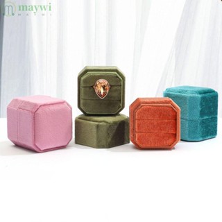 Maywi กล่องเก็บแหวนหมั้น กํามะหยี่ ทรงสี่เหลี่ยม แบบพกพา พร้อมฝาปิด ถอดออกได้