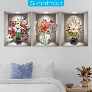 [Sunnimix1] สติกเกอร์ PVC ลายแจกัน 3D DIY สําหรับติดตกแต่งผนังบ้าน ห้องนั่งเล่น ห้องนอน