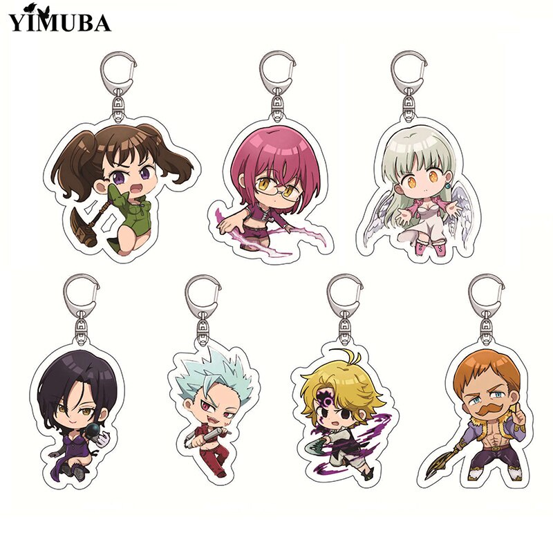 อะนิเมะพวงกุญแจ Seven Deadly Sins อะคริลิคพวงกุญแจ Meliodas Elizabeth Diane บ้าน Gowther Merlin Seve