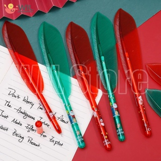 ปากกาหมึกเจล รูปขนนก สีเขียว สีแดง สร้างสรรค์ สําหรับนักเรียน สํานักงาน โรงเรียน