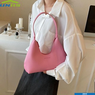 Uniis กระเป๋าถือ กระเป๋าสะพายไหล่ หนังนิ่ม ทรงโท้ท มีซิป สีพื้น แฟชั่นฤดูใบไม้ผลิ สําหรับสตรี