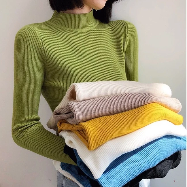 🧶Alva🧶 เสื้อคอเต่าไหมพรม แขนยาว สไตล์เกาหลี ✨(มี10สี) #626