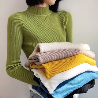 🧶Alva🧶 เสื้อคอเต่าไหมพรม แขนยาว สไตล์เกาหลี ✨(มี10สี) #626