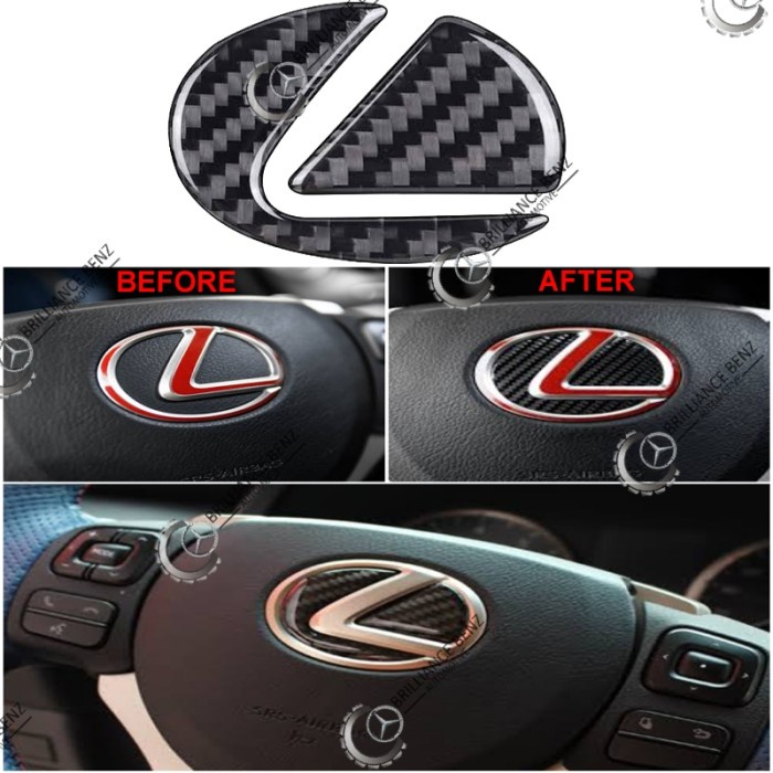 LEXUS LOGO STEERING WHEEL EMBLEM, PREMIUM LEXUS CARBON MOTIF STEERING STICKER
