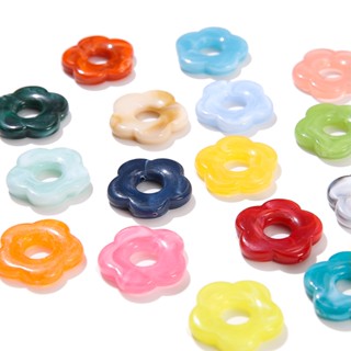 St. kunkka 4 ชิ้นเลียนแบบหยกดอกไม้ลูกปัดอะคริลิคจี้ดอกไม้กลว…