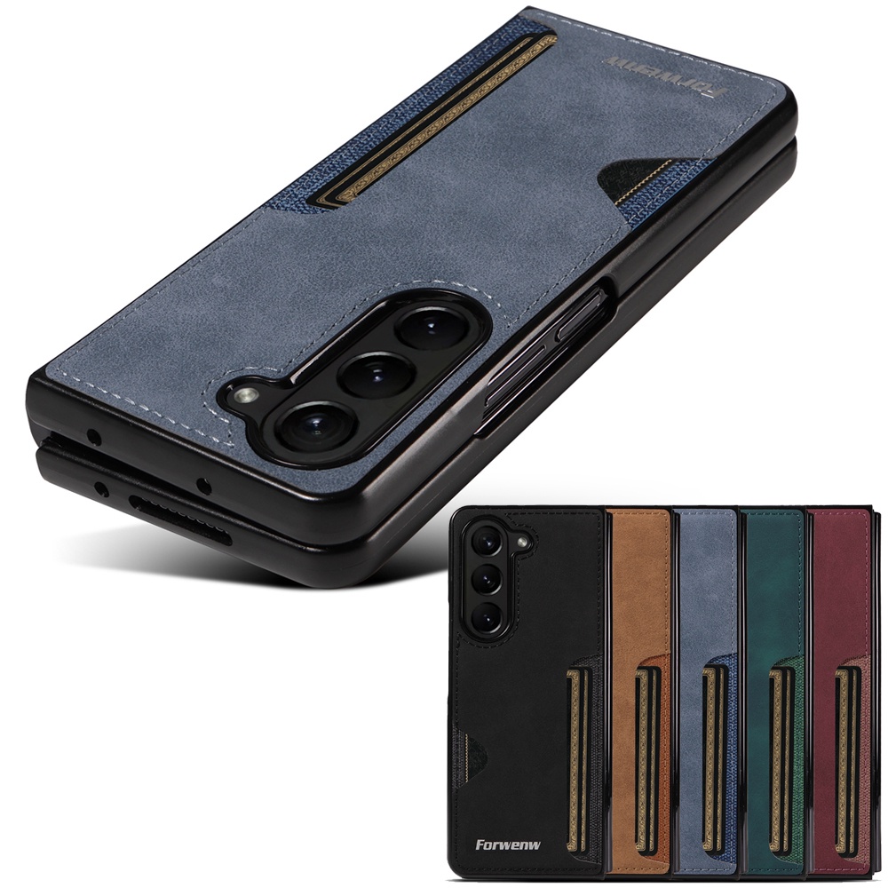 Samsung Galaxy Z Fold3 Fold4 Fold5 Fold6 5G เคสคุณภาพสูง Retro PU หนังกันกระแทกฝาหลังปลอก