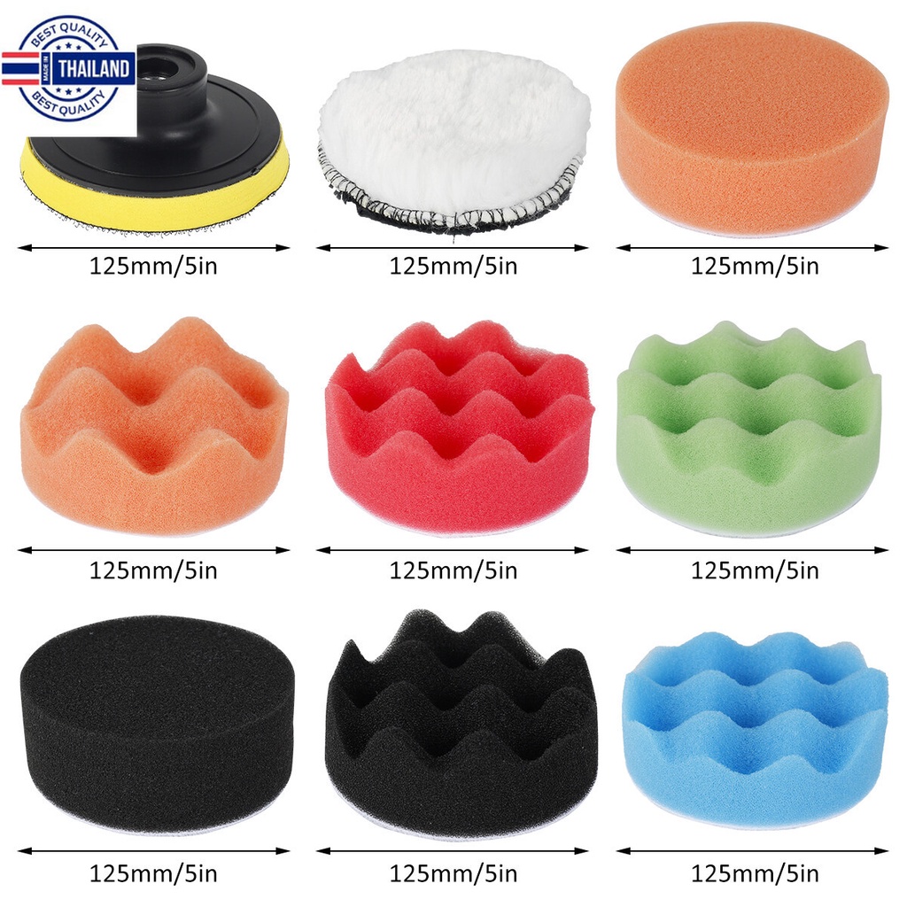 8 ชิ้น/เซ็ต 5นิ้ว11 ชิ้น/เซ็ต 3นิ้วCar Buffing Sponge Polishing Pad Kit for Car Polisher with Adapter