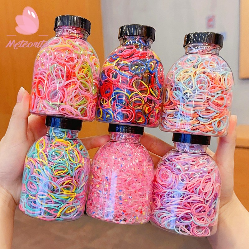 ยางรัดผม แบบยืดหยุ่น ขนาดเล็ก แบบใช้แล้วทิ้ง สีสันสดใส เข้ากับทุกการแต่งกาย สําหรับเด็กผู้หญิง