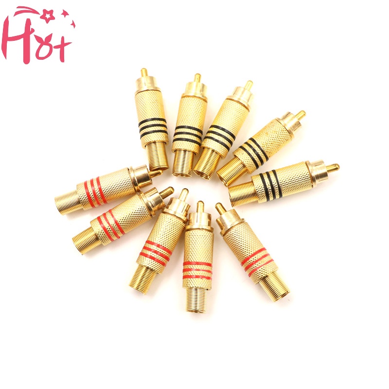 Ge ปลั๊กแจ็คเชื่อมต่อ RCA ตัวผู้ เชื่อมต่อเสียง วีดิโอ เชื่อม สีทอง แดง ดํา สี่เหลี่ยม 10 ชิ้น