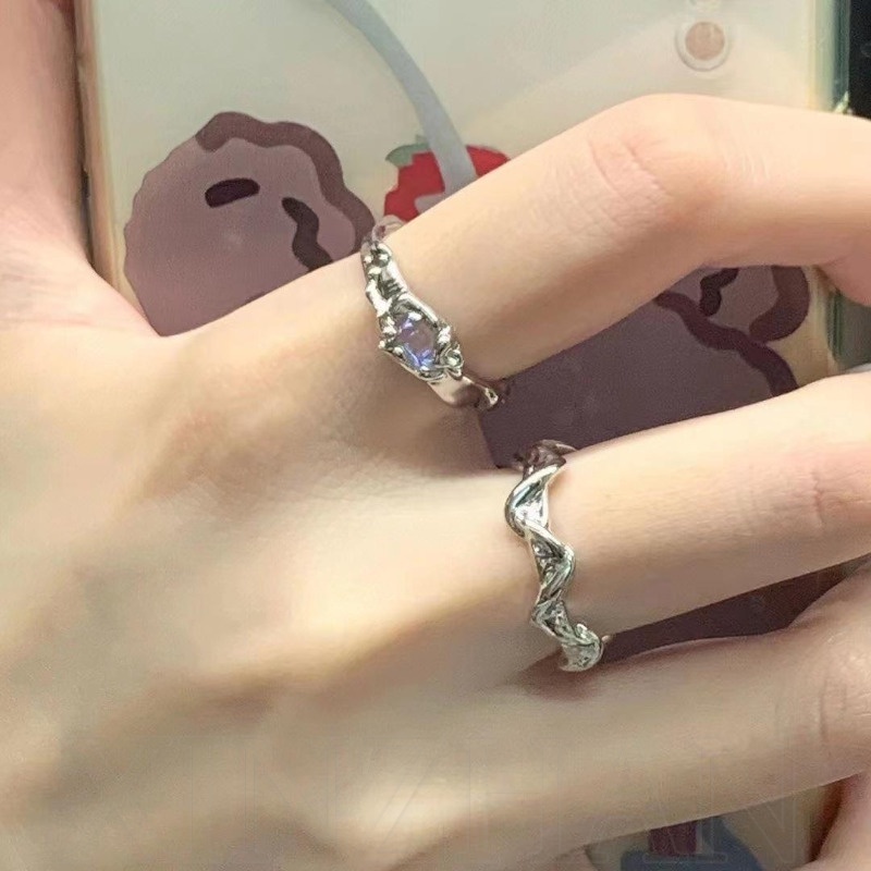 Moonstone แหวนนิ้วมือ แบบบาง ทรงเรขาคณิต ปรับขนาดได้ เครื่องประดับยอดนิยม แฟชั่นสําหรับผู้หญิง