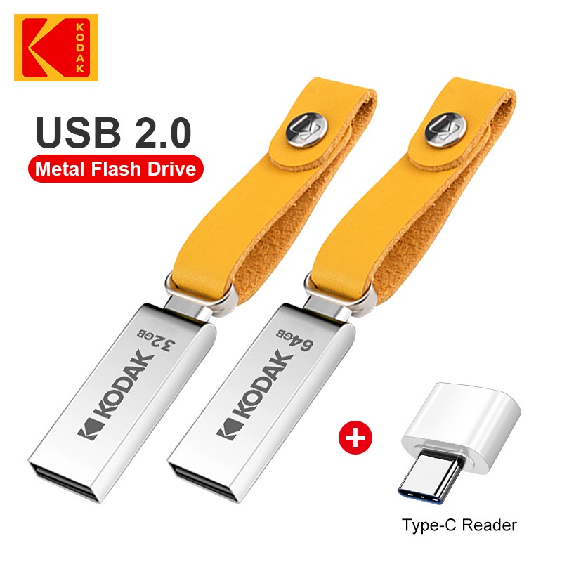 แฟลชไดรฟ์ USB 2.0 H2testw 32GB 64GB 128GB โลหะ กันน้ํา พร้อมตัวอ่าน Type-c