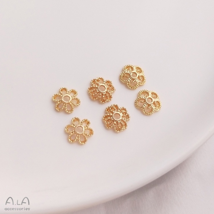 ❤️เครื่องประดับ DIY❤️ลูกปัดชุบทอง 14K รูปใบโคลเวอร์สี่แฉก ดอกพลัม ขนาดเล็ก อุปกรณ์เสริม สําหรับทําเครื่องประดับสร้อยข้อมือ DIY [กําไลข้อมือ/สร้อยคอ/สร้อยข้อมือ/ต่างหูห่วง]