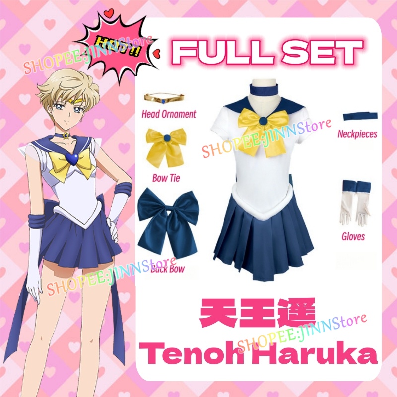 - JINN - Anime Sailor Moon Cosplay Costume Tenoh Haruka Cosplay Dress JK Skirt Uniform Halloween Car