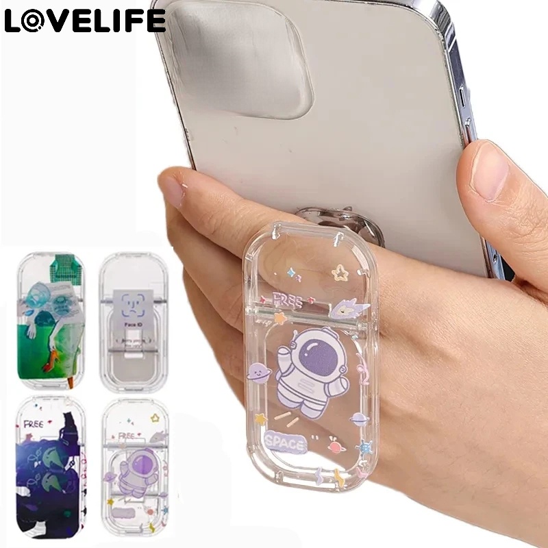 [ใหม่] อุปกรณ์เสริมโทรศัพท์มือถืออะคริลิค / ขาตั้งโทรศัพท์มือถือแบบพับได้ / แฟชั่นรองรับน่ารัก / ที่วางโทรศัพท์แบบใส / ขายึดแหวนนิ้วที่มองไม่เห็น /