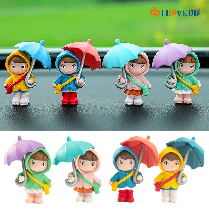 Kawaii ตุ๊กตาเด็กผู้หญิง ร่ม ขนาดเล็ก สุ่มสี สําหรับตกแต่งแดชบอร์ดรถยนต์ สวน